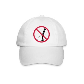 kein im stehen pinkeln verboten schild pissen klo - Baseballkappe - Weiß/Weiß - Vorne