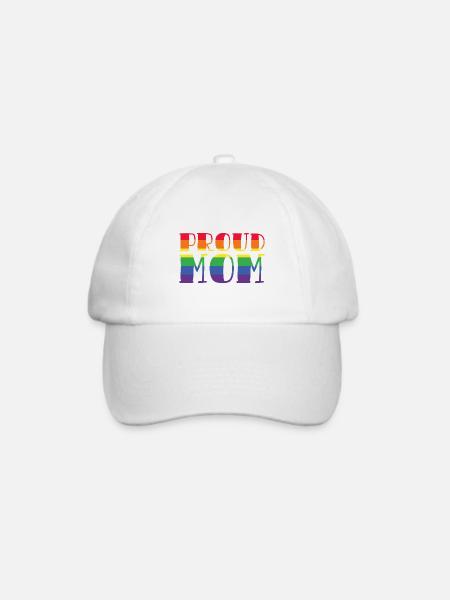 Proud Mom LGBT Pride Geschenk - Baseballkappe - Weiß/Weiß