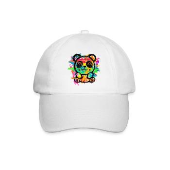 Panda Bär (Bunte Streifen) - Baseballkappe - Weiß/Weiß - Vorne