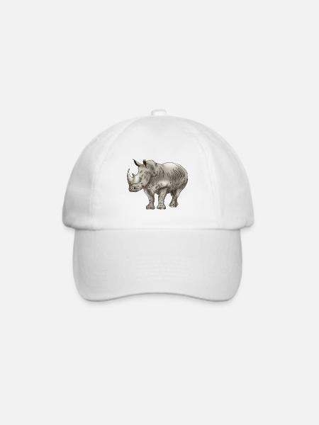 Nashorn Dickhäuter Rhino - Baseballkappe - Weiß/Weiß