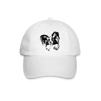 Papillon Kopf - Baseballkappe - Weiß/Weiß - Vorne