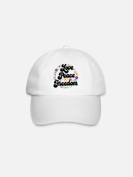 Hippie | Liebe Frieden Freiheit Hippies Geschenke - Baseballkappe - Weiß/Weiß