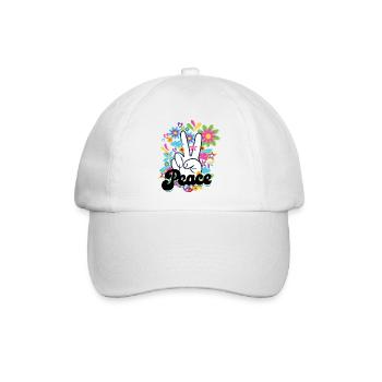 Peace Hippie | Hippies 60er Sprüche Geschenkideen - Baseballkappe - Weiß/Weiß - Vorne