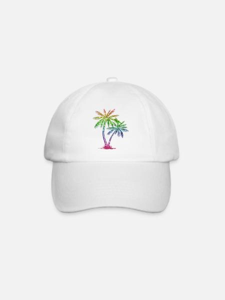 Glitzer Palme - Baseballkappe - Weiß/Weiß