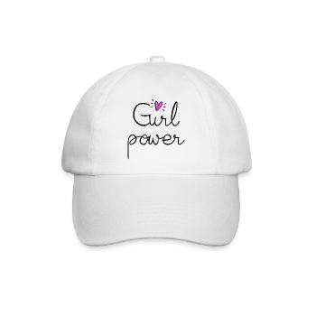 girl power mit herz rosa glitter - Baseballkappe - Weiß/Weiß - Vorne