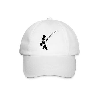 Fliegenfischer - schwarzer Aufdruck - Baseballkappe - Weiß/Weiß - Vorne