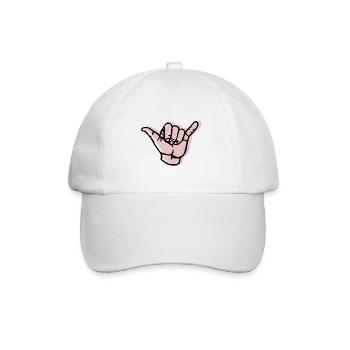 Hand - Shaka - Versatz - Baseballkappe - Weiß/Weiß - Vorne