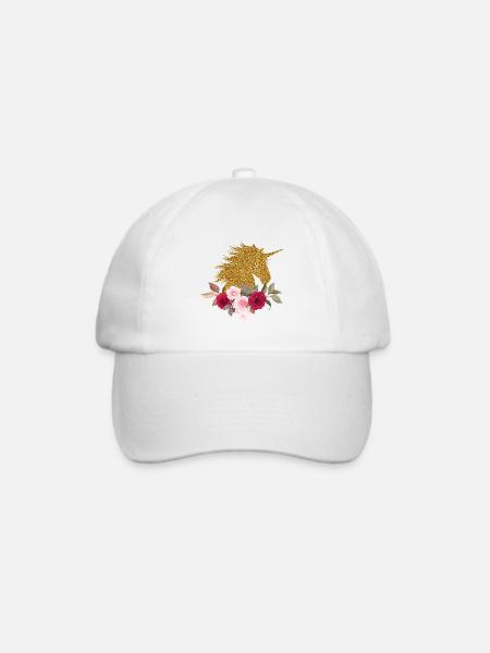 Einhorn Unicorn Gold Glitzer Blumen Tier Geschenk - Baseballkappe - Weiß/Weiß