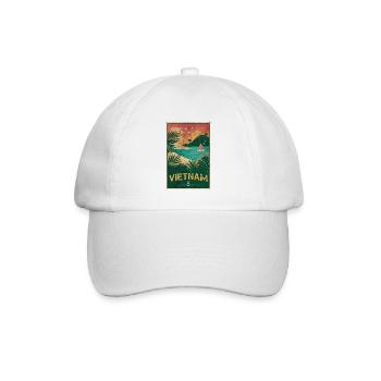 Vietnam Vintage Beach Design - Baseballkappe - Weiß/Weiß - Vorne