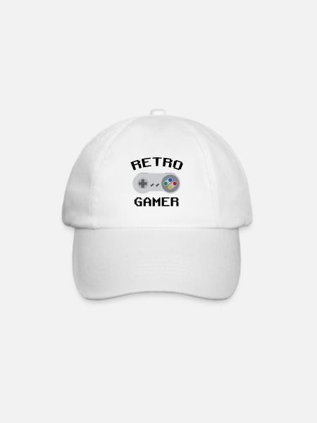 Retro Gamer - Baseballkappe - Weiß/Weiß