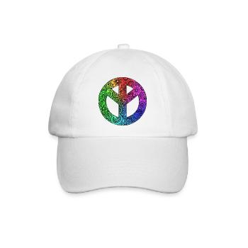 Frieden - buntes Friedenssymbol - Baseballkappe - Weiß/Weiß - Vorne