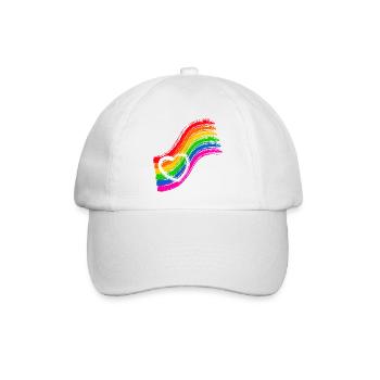 Regenbogen Pride Herz - Baseballkappe - Weiß/Weiß - Vorne
