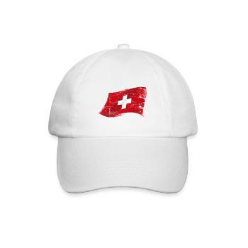 Flagge Schweiz, Drapeau suisse, Bandiera svizzera - Baseballkappe - Weiß/Weiß - Vorne