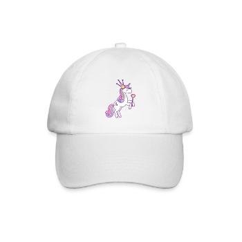 Einhorn Prinzessin Krone Sterne Stab Schuhe Pink - Baseballkappe - Weiß/Weiß - Vorne