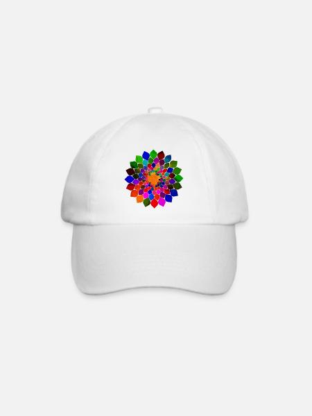 Bunte Mandala Blumen Blüte - Baseballkappe - Weiß/Weiß
