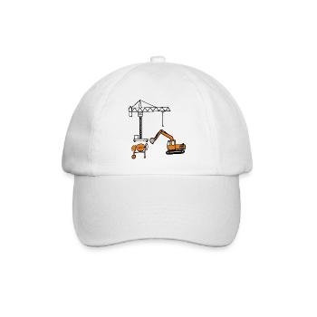 Baumaschinen - Comic, Cartoon - Baseballkappe - Weiß/Weiß - Vorne