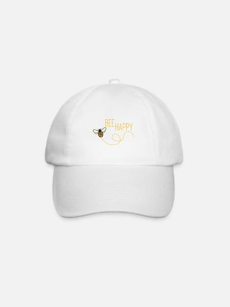 Bee happy Biene Imker Imkerei Honigwabe - Baseballkappe - Weiß/Weiß