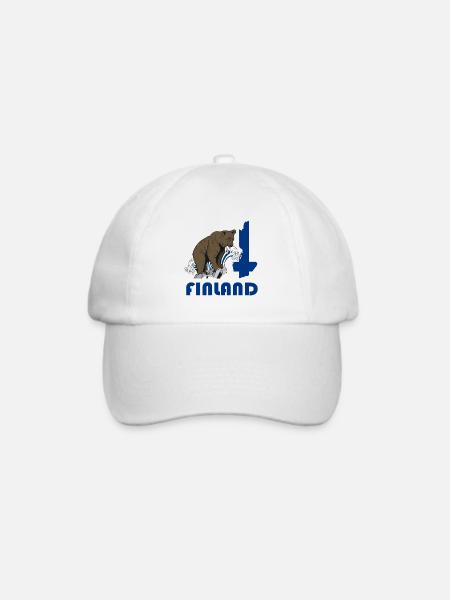 Finnland Bär Design mit Landkarte und Flagge - Baseballkappe - Weiß/Weiß