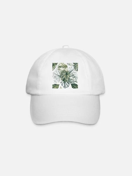 Tropische Monstera Blätter Muster - Baseballkappe - Weiß/Weiß