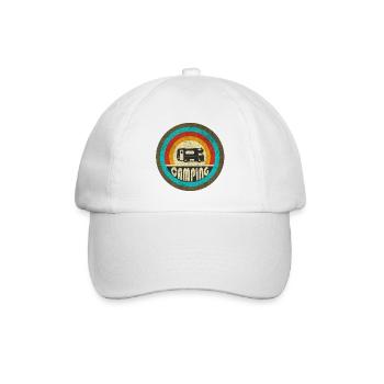 Camping Vintage Design / Geschenkidee - Baseballkappe - Weiß/Weiß - Vorne