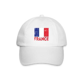 France Frankreich Fahne Flagge Geschenk - Baseballkappe - Weiß/Weiß - Vorne