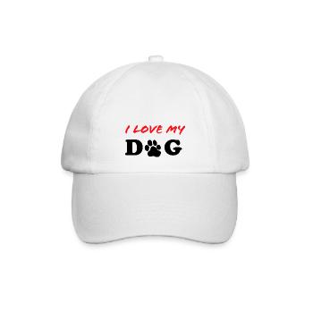 I Love my Dog Hundeliebe Hund Love Dog Geschenk - Baseballkappe - Weiß/Weiß - Vorne