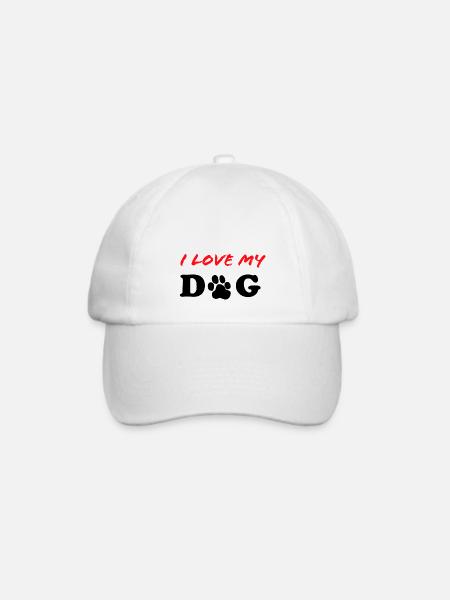 I Love my Dog Hundeliebe Hund Love Dog Geschenk - Baseballkappe - Weiß/Weiß