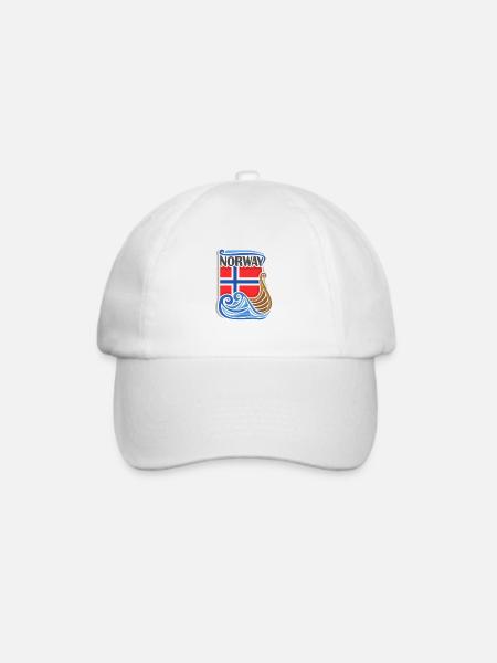 Norwegen Souvenir Wahrzeichen, Norwegen Flagge Reisen - Baseballkappe - Weiß/Weiß