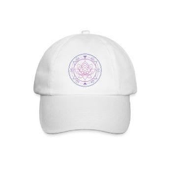 Lotus Mond Heilige Geometrie - Baseballkappe - Weiß/Weiß - Vorne