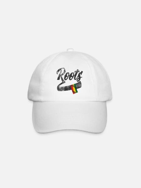 Roots Reggae Design mit farbiger Flagge - Baseballkappe - Weiß/Weiß