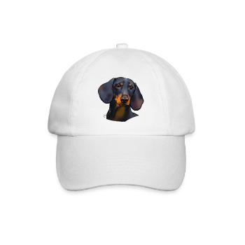 Schwarz-brauner Dackel (ohne Text) leichte Textilien - Baseballkappe - Weiß/Weiß - Vorne