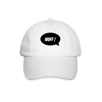 Sprechblase "Wuff" - Baseballkappe - Weiß/Weiß - Vorne