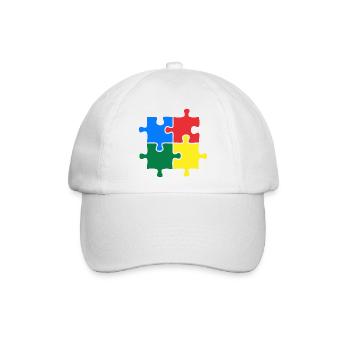 Autismus Bewusstsein Puzzle Bunt - Baseballkappe - Weiß/Weiß - Vorne
