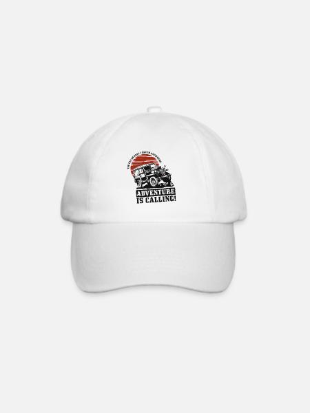 Abenteuer ist Callling Jeep - Baseballkappe - Weiß/Weiß