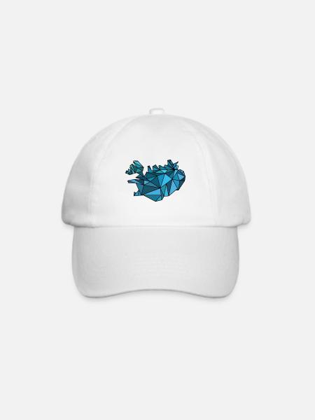 Islandkarte - Landkarte - ICELAND - geometrisch - Baseballkappe - Weiß/Weiß