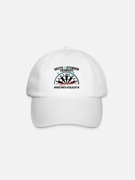 Trainiert Geschenk Spruch Darts Wurfspieß - Baseballkappe - Weiß/Weiß