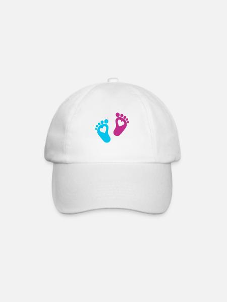 Babyfüße Eltern Baby Herz Kleinkind Sohn Schwanger - Baseballkappe - Weiß/Weiß
