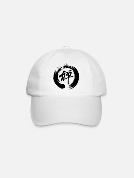 Zen in japanischer Kanji-Schrift in enso-Zen geschrieben - Baseballkappe - Weiß/Weiß