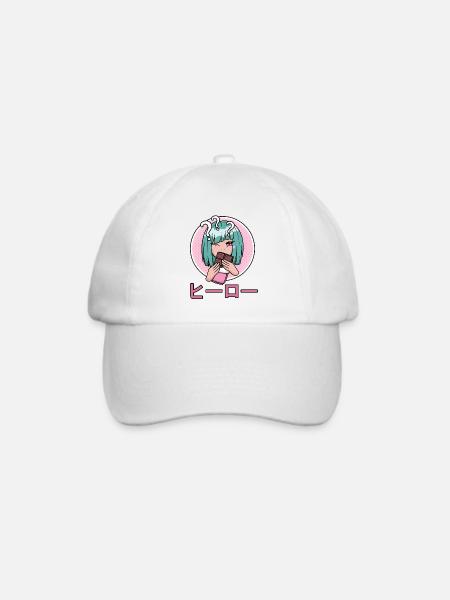 Lustiges Anime, Manga, Kawaii Geschenk - Baseballkappe - Weiß/Weiß