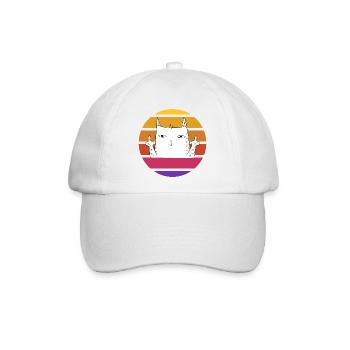 Vintage Katze mit Mittelfinger Retro Sonne Shirt - Baseballkappe - Weiß/Weiß - Vorne