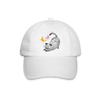 Katzenspiel mit Schmetterlingen - Baseballkappe - Weiß/Weiß - Vorne