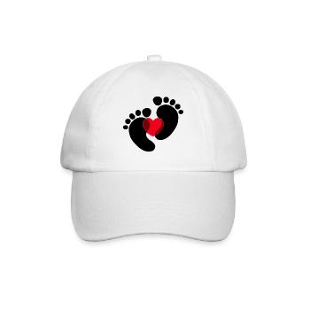 Herz Schwanger Babyfüße - Baseballkappe - Weiß/Weiß - Vorne