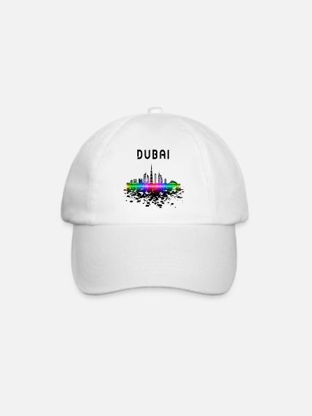 Dubai Skyline Splash Design / Geschenk - Baseballkappe - Weiß/Weiß