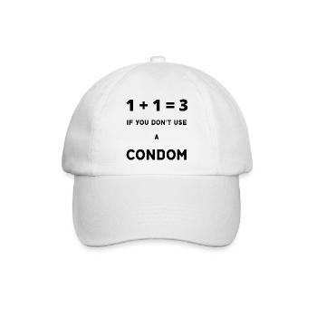 1 + 1 = 3, wenn Sie kein Kondomhumorgeschenk verwenden - Baseballkappe - Weiß/Weiß - Vorne
