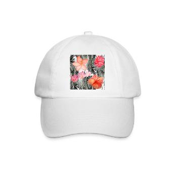 Skiair Aquarell tropisches Blumenmuster - Baseballkappe - Weiß/Weiß - Vorne