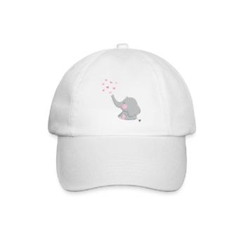 Süße Baby Elefant Bläst Herzen - Baseballkappe - Weiß/Weiß - Vorne