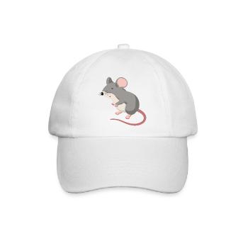 Maus Illustration – handgezeichnetes Tiermo - Baseballkappe - Weiß/Weiß - Vorne
