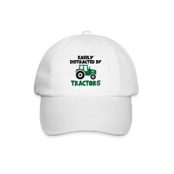 Leicht abgelenkt von Traktoren Lustiger Bauer - Baseballkappe - Weiß/Weiß - Vorne
