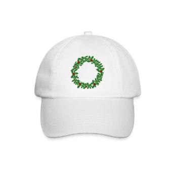 weihnachtlicher Kranz aus Stechpalmenzweigen - Baseballkappe - Weiß/Weiß - Vorne