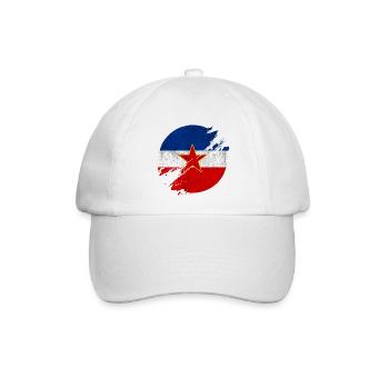 Jugoslawien Vintage Flaggen Kreis - Baseballkappe - Weiß/Weiß - Vorne